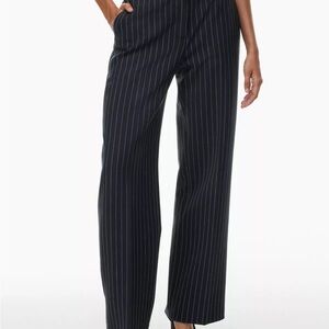 Aritzia Babaton Agency Navy and White Striped Trousers